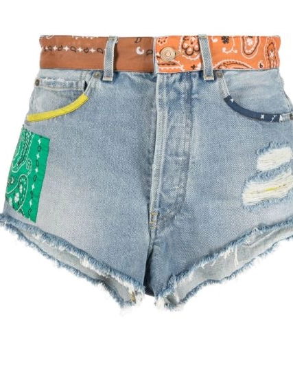 Cheap Women California bandana-print denim shorts Alanui 0323